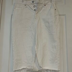 Old Navy White Denim Skirt with Frayed Hem
